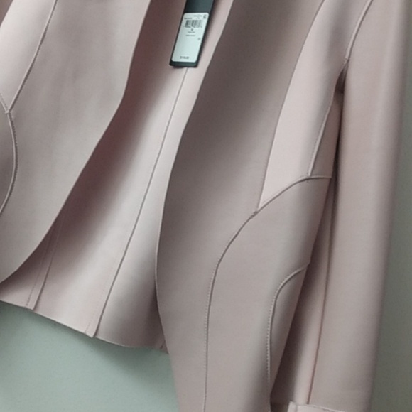 Guess open front cuffed sleeve light pink leather jacket - Picture 5 of 11